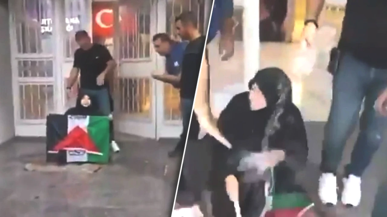 AK Parti İl Binası Önünde Gazze Eylemine Sert Müdahale! Fevziye Şenoğlu Ne Yaptı?